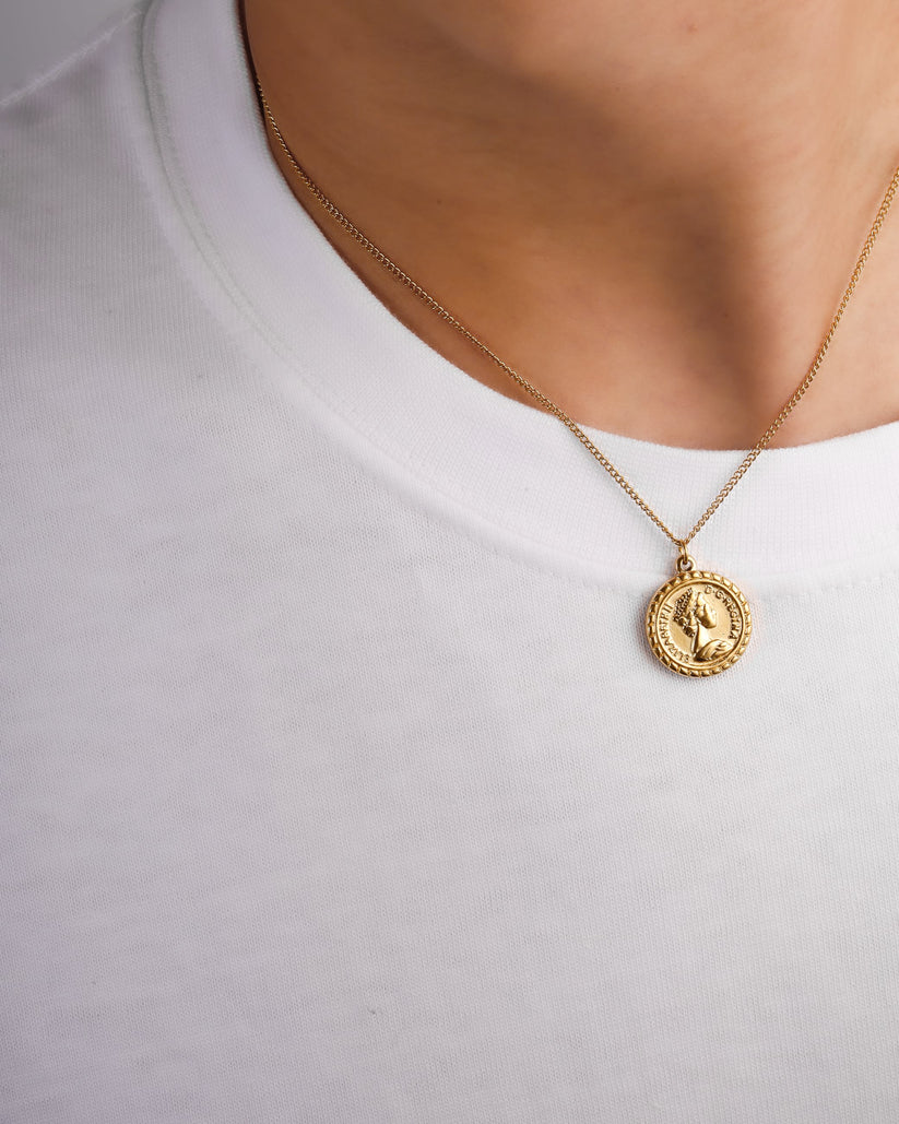 コインネックレス メンズ 小ぶり 細いチェーン