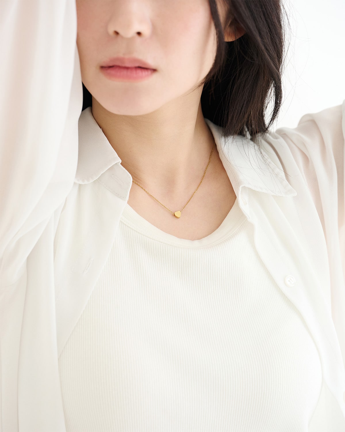 Mini Heart Necklace 華奢 ネックレス レディース 着用画像