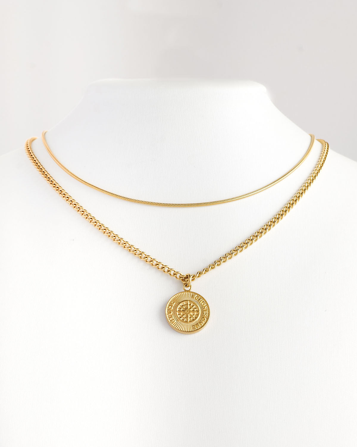 Sonne Coin necklace & Round snake necklace Set
