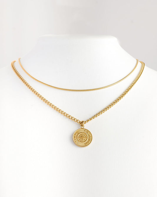 Sonne Coin necklace & Round snake necklace Set