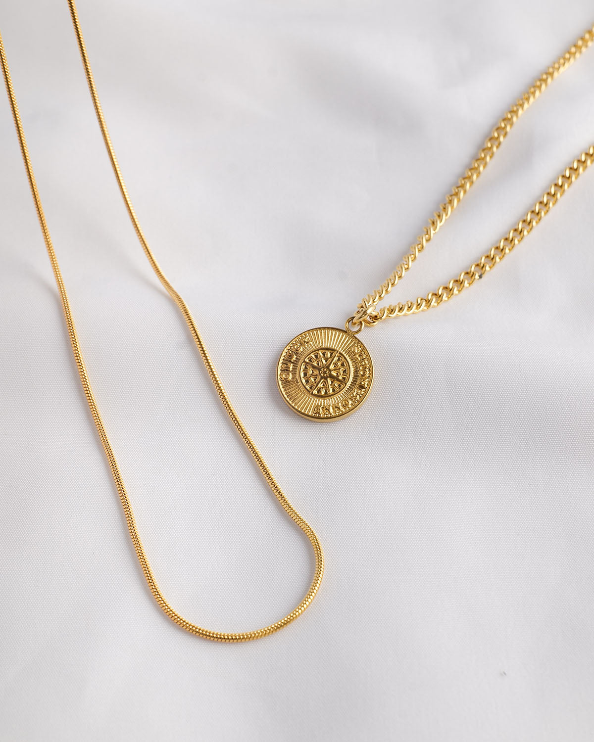 Sonne Coin necklace & Round snake necklace Set