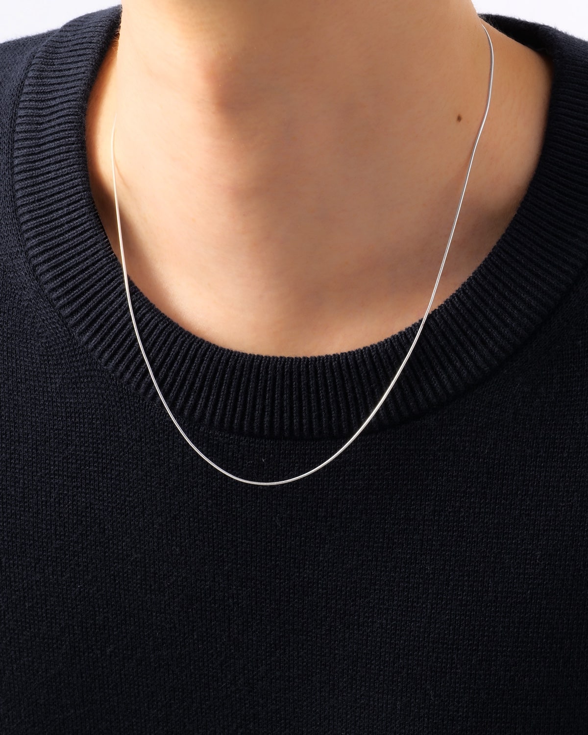 Round snake necklace S925メンズ着画45cm