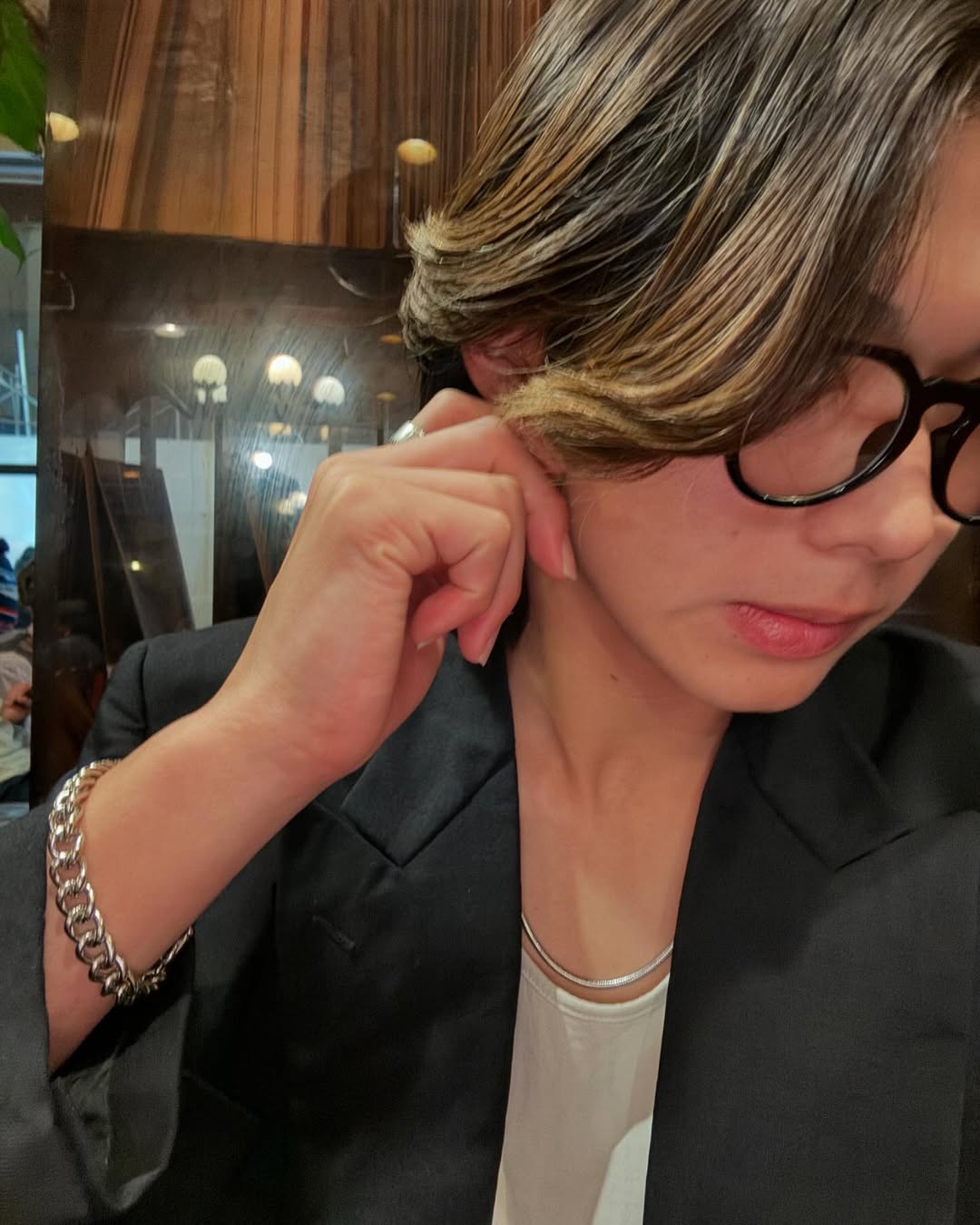 Flat chain braceletシルバーメンズ